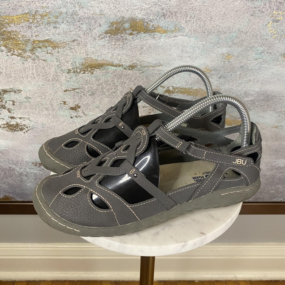 JBU By Jambu Sandals Womens Size 7.5 Gray Fisherman Hook Loop Memory Foam